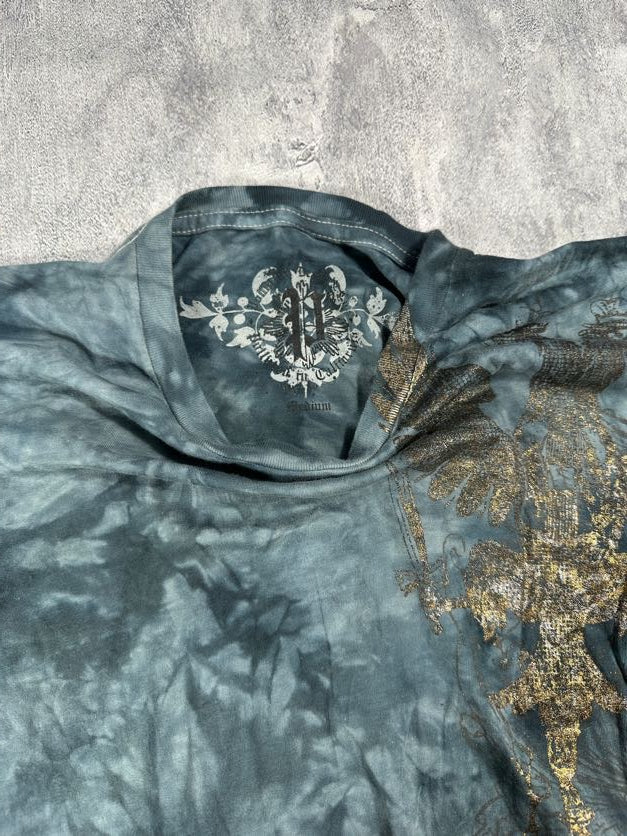 Pollution Blue Tie-Dye Y2K Shirt with Thermal Undershirt