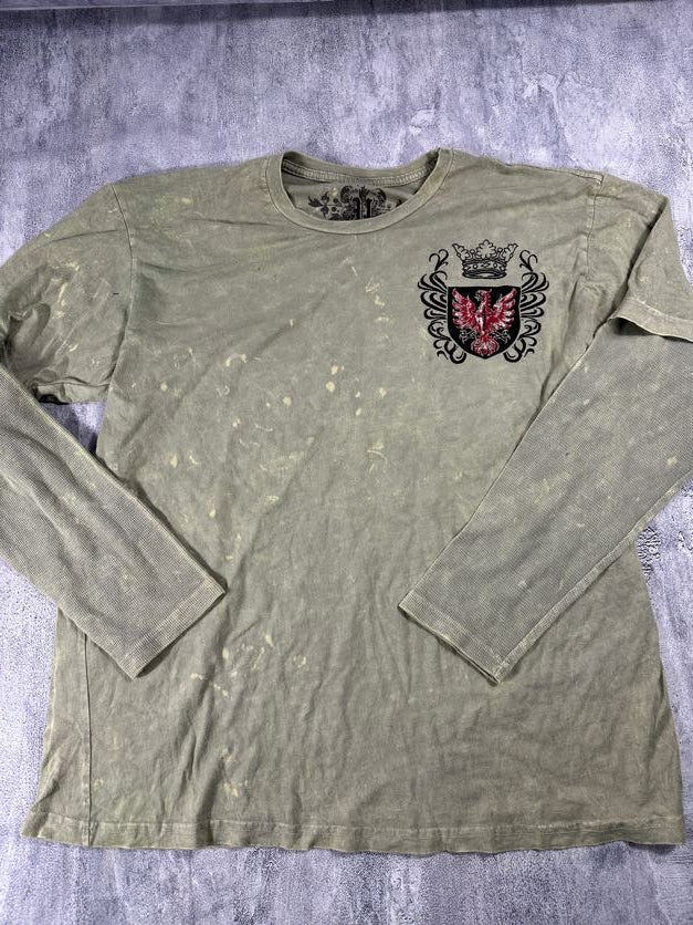 Pollution Green Long Sleeve Y2K Shirt with Thermal Long Sleeves