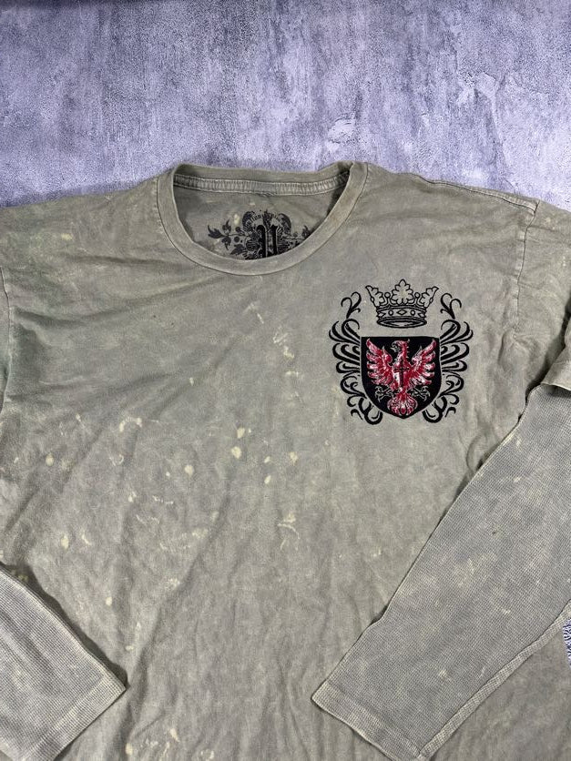 Pollution Green Long Sleeve Y2K Shirt with Thermal Long Sleeves
