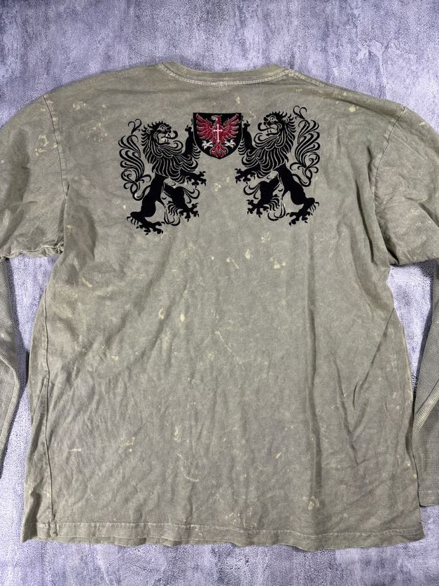 Pollution Green Long Sleeve Y2K Shirt with Thermal Long Sleeves