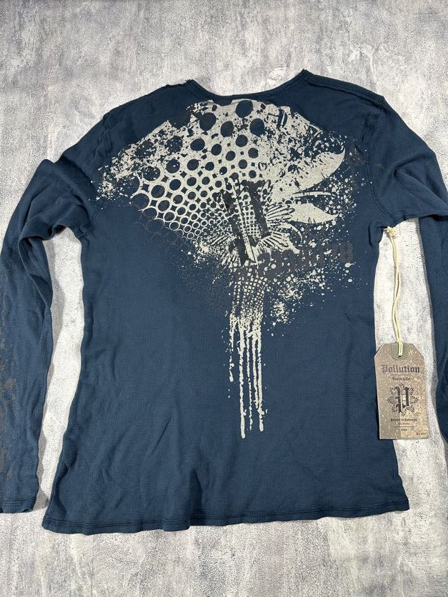 Pollution Blue Y2K Thermal Long Sleeve Shirt