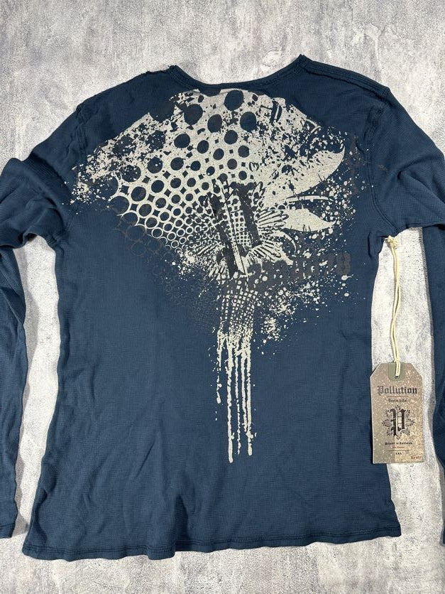 Pollution Blue Y2K Thermal Long Sleeve Shirt