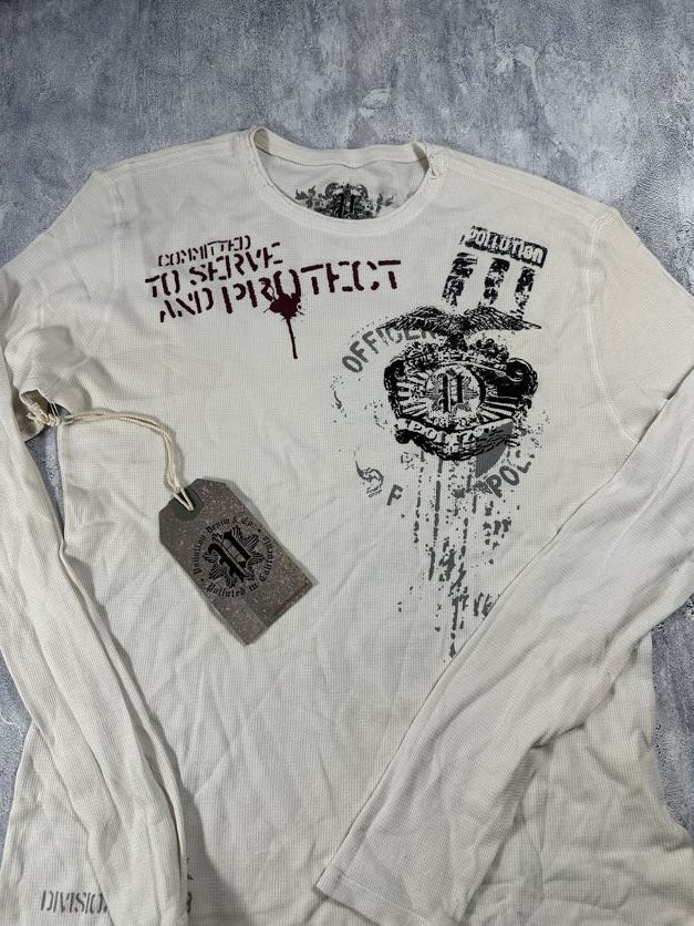 Pollution White Y2K Thermal Long Sleeve Shirt