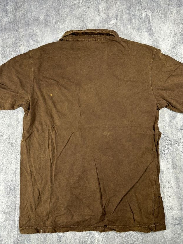Pollution Brown Collared Y2K Shirt