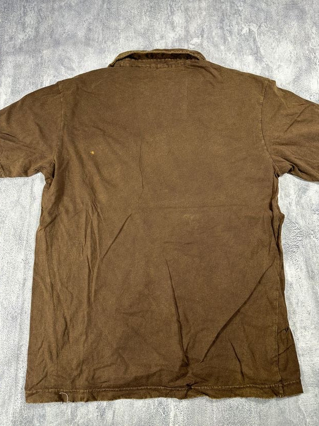 Pollution Brown Collared Y2K Shirt