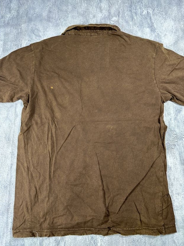 Pollution Brown Collared Y2K Shirt