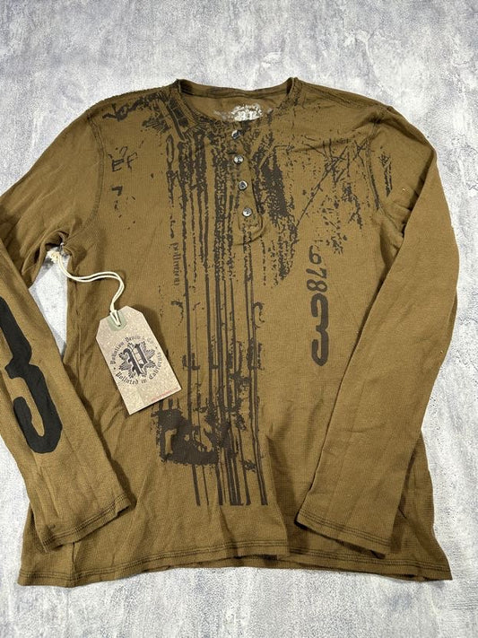 Pollution Brown Y2K Thermal Long Sleeve Shirt