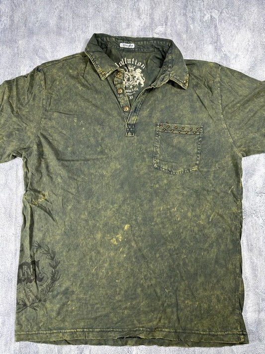 Pollution Green Collared Y2K Shirt